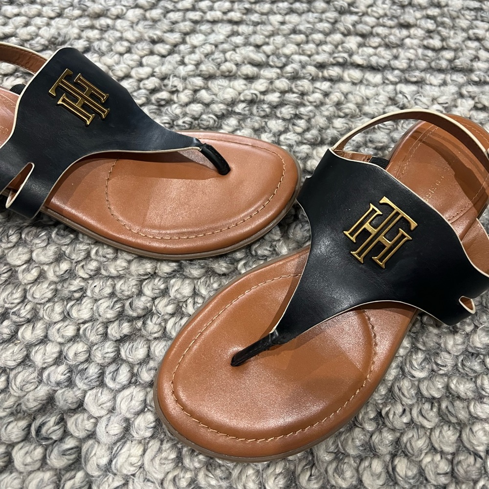 Tommy Hilfiger Black and Tan Women's Sandals - Picture 2 of 5